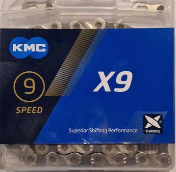 KMC X9 silber/grau 122-Glieder für 9-fach Size: 1/2" x 11/128"